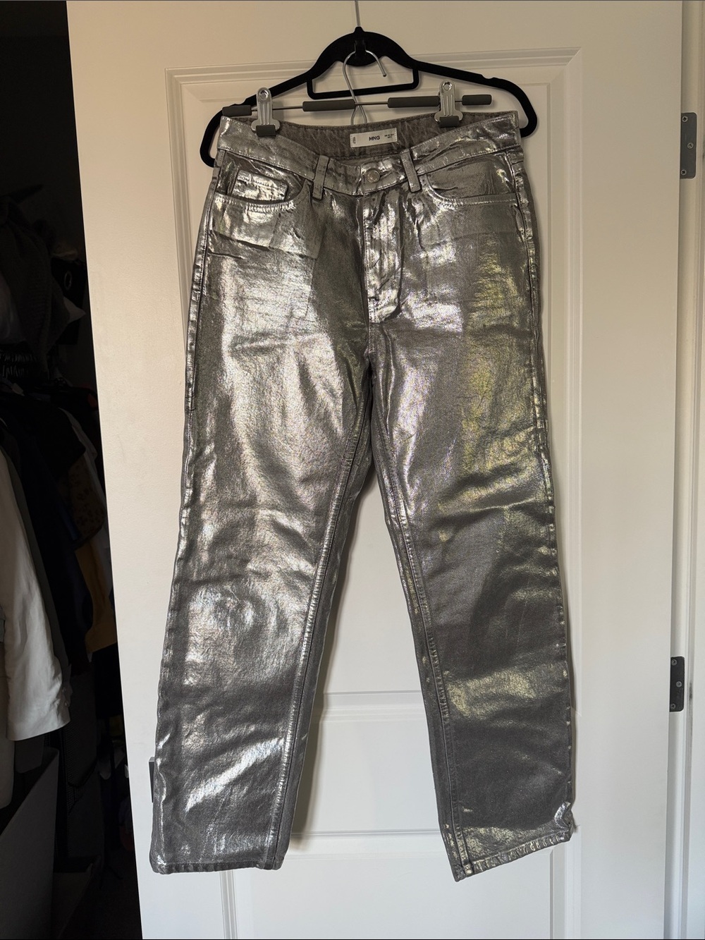 Mango Silver Metallic Jeans